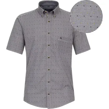 Pánská košile Casa Moda velká pánská vzorovaná košile s krátkým rukávem 944268300-101 bílá/černá (6XL)