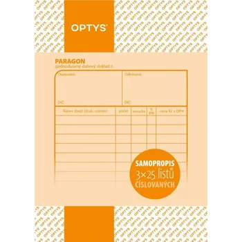 Tiskopis OPTYS 1096, Paragon A6, číslovaný, samopropisovací, 3 x 25 listů