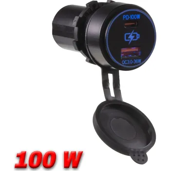 Auto elektroinstalace USB QC3.0 + USB-C 100W/20V zásuvka 12/24V