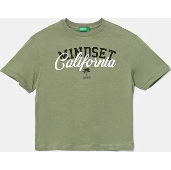 Chlapecké tričko Dětské bavlněné tričko United Colors of Benetton zelená barva, s potiskem, 3I1XC10O4 3I1XC10O4.G.Seasonal 91X, vel. 168