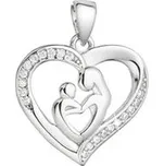 Stříbrný srdíčkový přívěsek Matka a dítě se zirkony 14019.1 Evolution Group