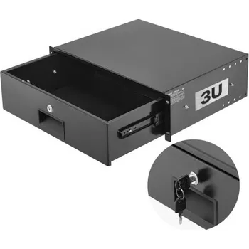 Rozvaděč VEVOR 3U zásuvková skříň do racku, maximální nosnost 22,68 kg, uzamykatelná serverová skříň, posuvná zásuvka se zámkem a otvory pro vedení kabelů, pro síťové zařízení, server, AV rack nebo skříň