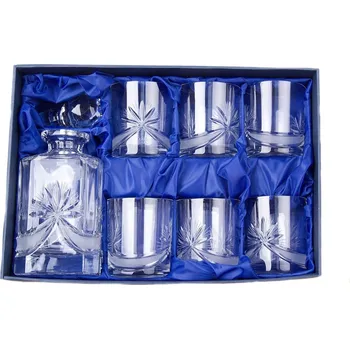 Sklenice BOHEMIA CRYSTAL Whisky set Bohemia Crystal karafa + 6 sklenice na whisky - brus Mašle 330ml
