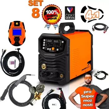 Svářečka PANTERMAX PanterWeld®4v1 200 MULTIFUNKČNÍ invertorová svářečka MIG/TIG/MMA/PLAZMA SET8BL + KUKLA + VENTIL