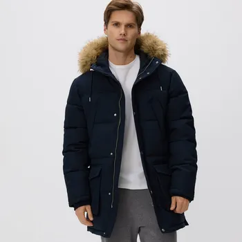 Reserved - Prošívaný kabát s kapucí - tmavomodrá - 7142H-59X - 7142H-59X-S