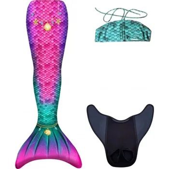 Dámské plavky Kostým mořské panny Kuaki Mermaids - ocas, monofin ploutev a vrchní díl plavek - set 3 ks - Star XS 6-8 let