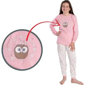Dívčí pyžamo Betty Mode (ušito v ČR) Betty Mode růžové se sovou 134-152