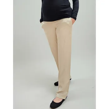 Lněné těhotenské kalhoty Elen - světle béžové Velikost: L