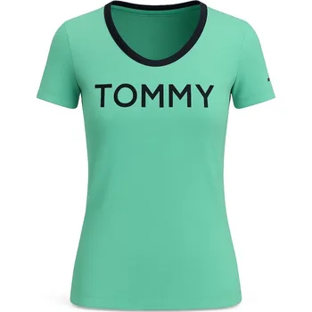 Dámské tričko Tommy Hilfiger Dámské Tričko s krátkým rukávem zelené Iconic