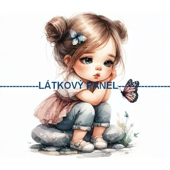 Látkový panel - Holčička s motýlem - DZ-82 Velikost: 50x50cm, Materiál: Teplákovina nepočesaná