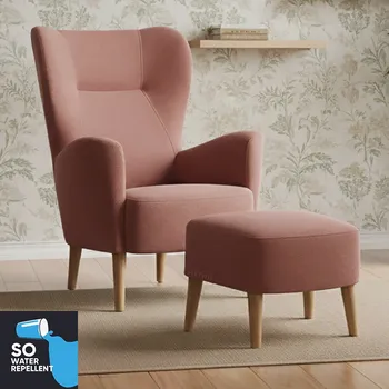 Křeslo Křeslo ušák s podnožkou Next starorůžové