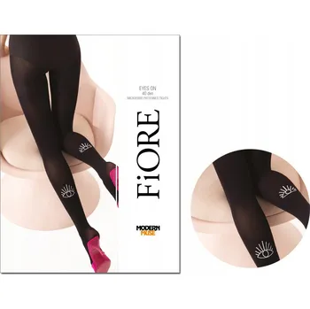 Dámské punčochy Vzorované Punčocháče Fiore EYES ON 40 DEN černé, velikost 2