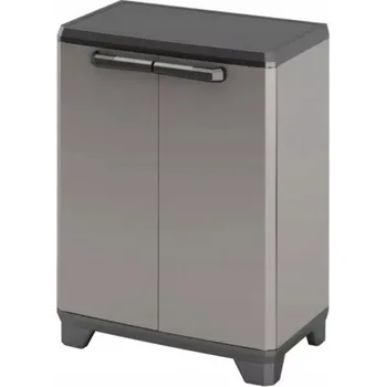 Šatní skříň Nízká 90cm garážová skříňka Tell šedá Plasti