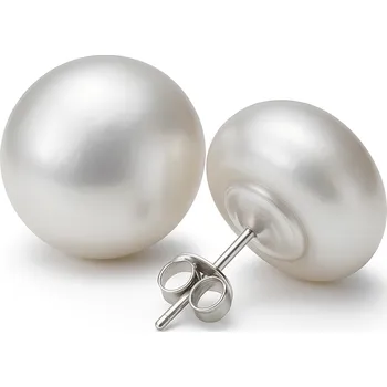 Náušnice Stříbrné náušnice s plochou perlou 14 mm Josi