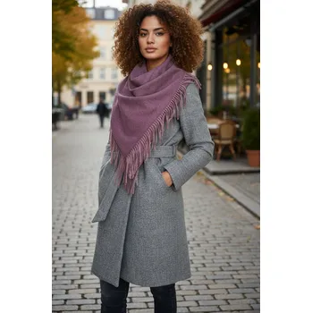 Šála Classic Scarf Teplá kašmírová šála s vlnou švestkově fialová jednobarevná dámská / pánská