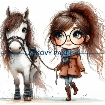 Látkový panel - Holčička s brýlemi - DZ-78 Velikost: 30x30cm, Materiál: Úplet