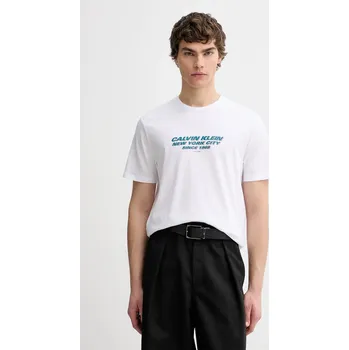 Pánské oblečení Bavlněné tričko Calvin Klein LV04RE834G bílá 00X, vel. M