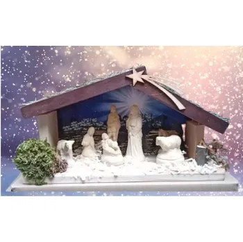 Betlém Dřevěný vánoční betlém malý podsvícený