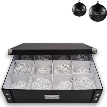 Úložný box Zeller Present Třídící organizér s přepážkami na vánoční koule a ozdoby, černý
