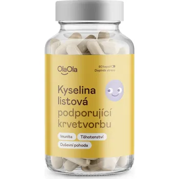 OlaOla Kyselina listová podporující krvetvorbu 60 kapslí + 2 měsíce na vrácení zboží