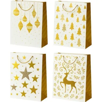 Dárková taška Dárková taška vánoční White Laser Gold M 26x32s10cm Varianta: mix