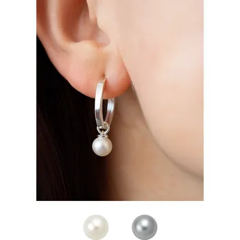 Náušnice Stříbrné náušnice s perlou Galatea 20 mm - Šedá