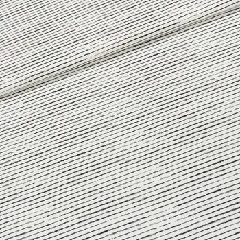 Bavlněný úplet KC1472-351, černý proužek na bílé, š.145cm (látka v metráži)