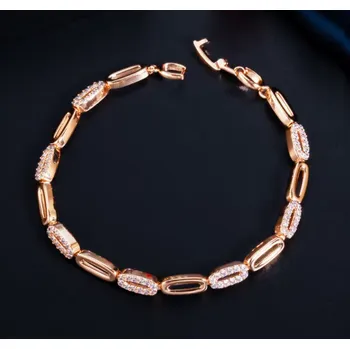 Náramek B-TOP Stylový pozlacený náramek se zdobenými zirkonovými články