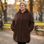 Oversize kabát KARLOS tmavě hnědý Velikost: UNI: XL-4XL