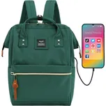 Béžový batoh s USB portem pro 13,3" notebook Barva: Tmavě Zelená