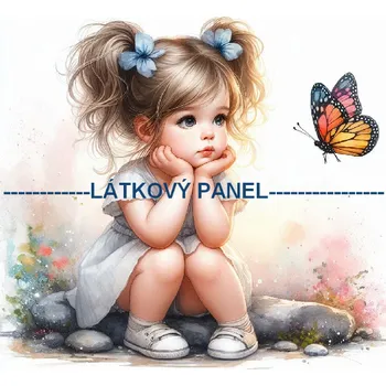 Látkový panel - Holčička s motýlem - DZ-90 Velikost: 15x15cm, Materiál: Mikroplyš