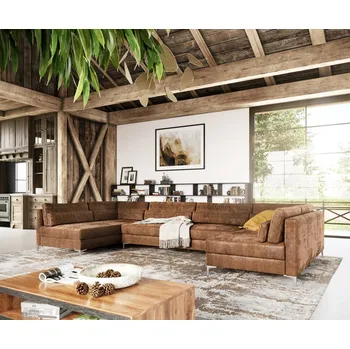 Pohovka Pohovka ve tvaru "U" Elio XL 400x185 cm imitace kůže vintage