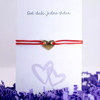 Náramek Stříbrný provázkový náramek - SRDCE Zlatá
