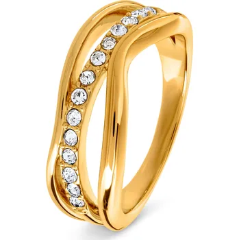 Prsten 716204 - Tchibo - Prsten Vlna se skleněnými kamínky - pro ženy - vel. 19