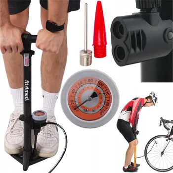 pumpička Pompka rowerowa Fit4Med černá s manometrem, 11 barů, stojící