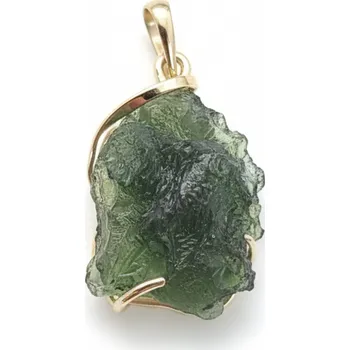 Přívěsek Aranys Zlatý přívěsek se surovým vltavínem Ealli - 4,34 g zelená