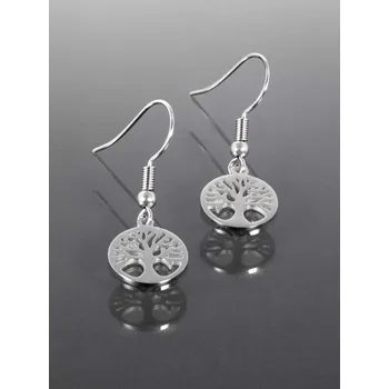 Náušnice Prosperk Visací náušnice z leštěné chirurgické oceli s kruhovým přívěskem s motivem stromu života ocelová S3768