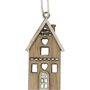 Vánoce Dřevěný domeček přízdoba na zavěšení 6x3,3,x0,6 cm dekorace