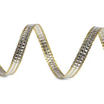 Stuha Stuha s lurexem šíře 9 mm, střední, stříbrná zlatá