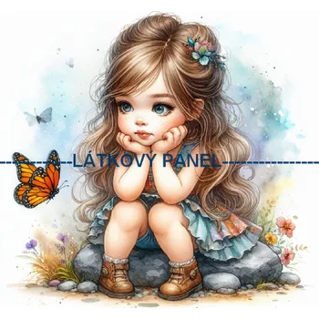 Látkový panel - Holčička s motýlem - DZ-84 Velikost: 15x15cm, Materiál: Mikroplyš
