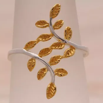 Prsten Stříbrný prsten Ag 1,9 g Listy Organic Leaves 58