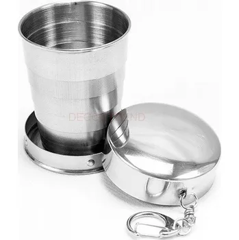 Turistický SKLÁDACÍ TELESKOPICKÝ PŘÍVĚSEK NA KLÍČE nerezová ocel