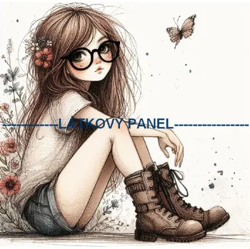 Látkový panel - Holčička s brýlemi - DZ-74 Velikost: 30x30cm, Materiál: Úplet