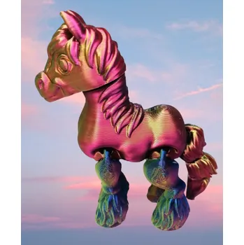 Figurka Kůň z 3D tiskárny, duhový, 9x11 cm