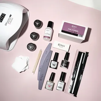 ENII-NAILS Nylon Fiber Sada - Profesionální sada pro modeláž nehtů (s lampou)