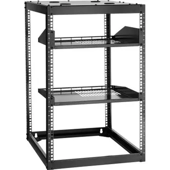 Serverovna VEVOR Síťový rack 16U s otevřeným rámem, hloubka 585 mm, nástěnný nebo stojící serverový rack, odolný 4sloupkový, s odvětrávanými policemi a montážním materiálem, pojme veškeré vaše síťové IT vybavení, AV zařízení.