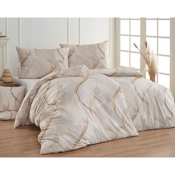 Povlečení Matějovský DELIGHT BAVLNA, zlaté vlnky, šedé, bavlna hladká digitál, 140x200cm + 70x90cm