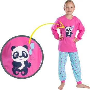 Dívčí pyžamo Dívčí pyžamo Betty Mode vel. 146 tmavě růžové s pandou