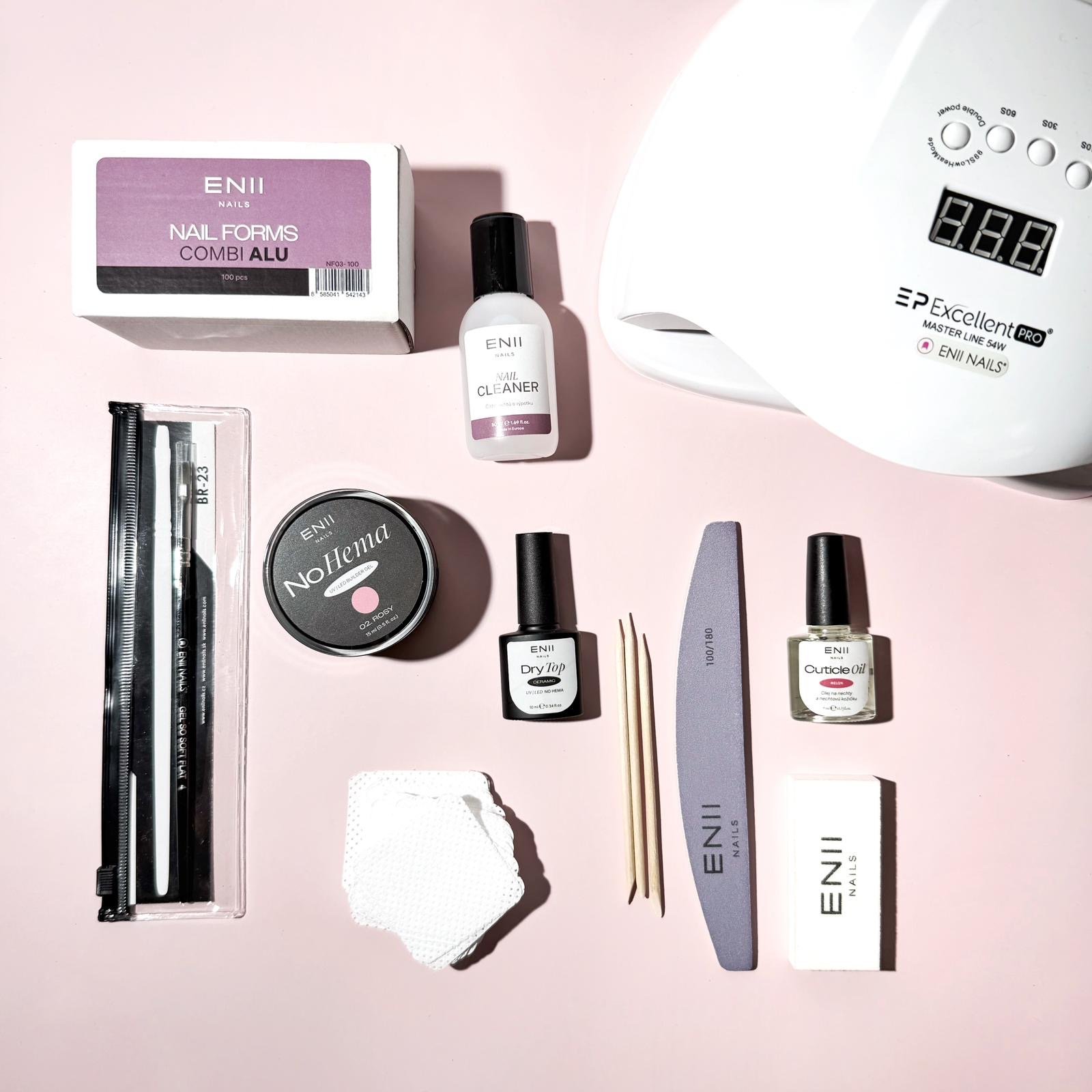 ENII NAILS ENII Builder Gel NO HEMA - HOME & PROFI sada (s lampou)