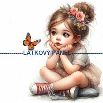 Látkový panel - Holčička s motýlem - DZ-83 Velikost: 60x60cm, Materiál: Kočárkovina